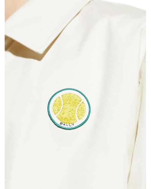 Bally White Embroidered Collared Shirt Jacket for men