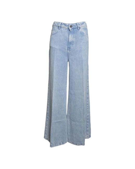 SOLOTRE Blue Acid-Wash Wide-Leg Jeans