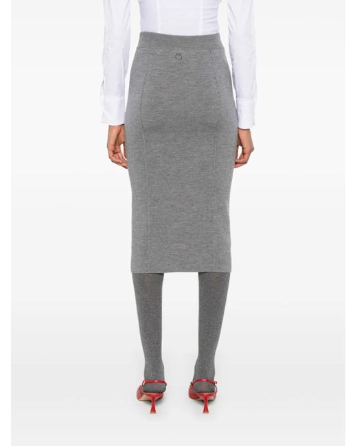Pinko Gray Degustazione Wool-Blend Midi Skir And Fitted