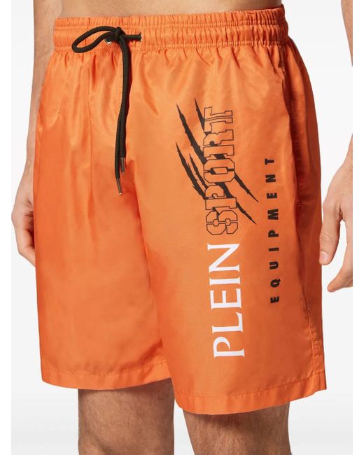Philipp Plein Orange Short De Bain Scratch for men