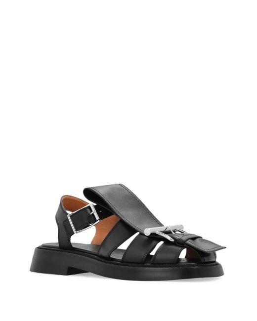McQueen Black Flat Sandals