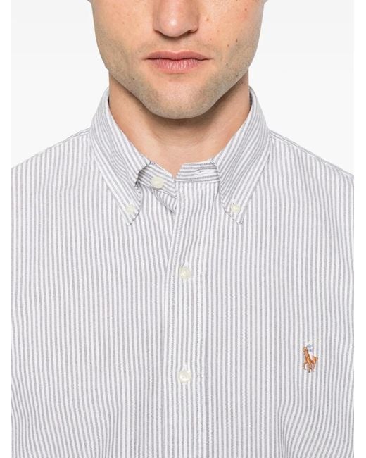 Polo Ralph Lauren White Vertical-Stripe Button-Down Shirt for men
