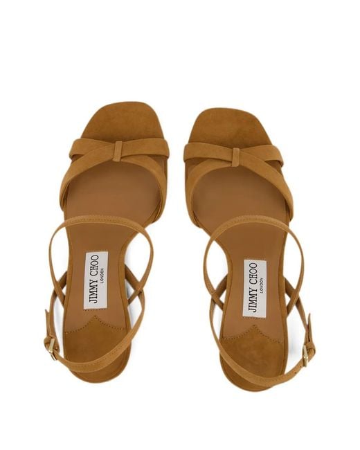 Jimmy Choo Metallic Elsy Block Heel 85 Sandals
