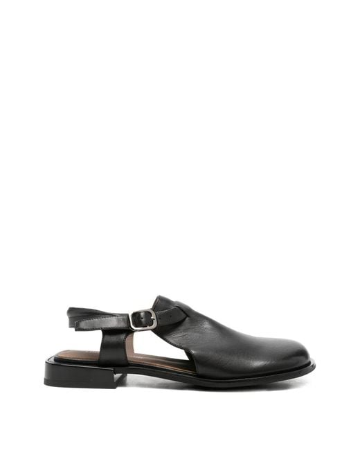 Linda Baumann Black Buckle-Fastening Flat Pumps