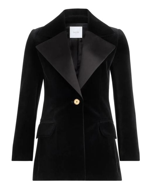 Blazer de terciopelo con solapas de satén Patou de color Black