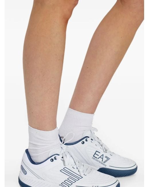 EA7 White Logo-Print Sneakers
