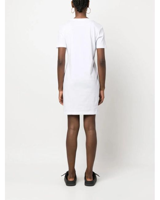 Just Cavalli White Animal-Print Logo T-Shirt Dress