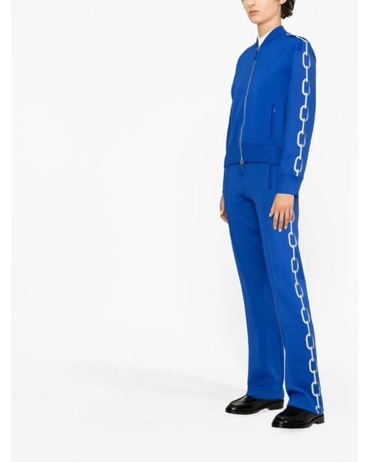 Burberry Blue Chain-Print Zipped Track Jacket
