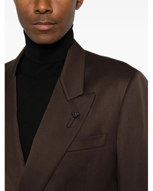 Lardini Brown Double-Breasted Peak-Lapel Jacket for men