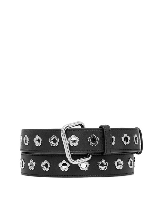 KENZO Black Floral-Eyelet Buckle Belt for men
