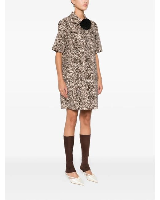 Liu Jo Natural Leopard-Print Button-Front Dress