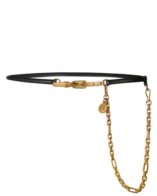Etro White Chain-link Detail Thin Leather Belt