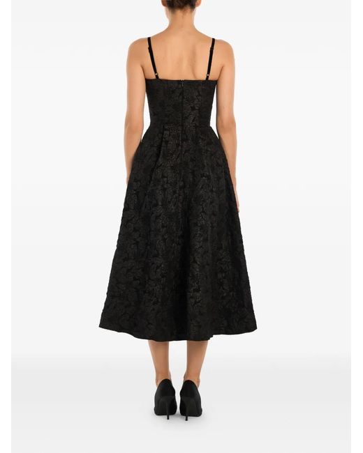 POST MERIDIEM Black Jacquard Midi Dress