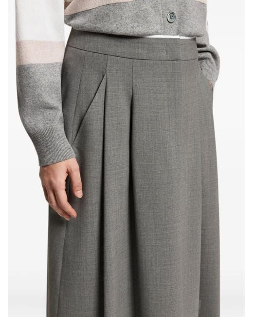 Peserico Gray Pleated Midi Skirt
