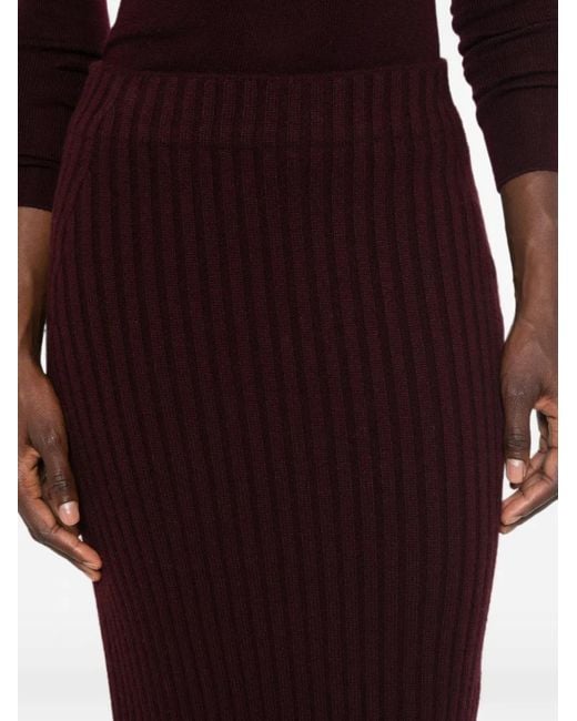 Bompard Purple Ribbed Cashmere Maxi Skirt