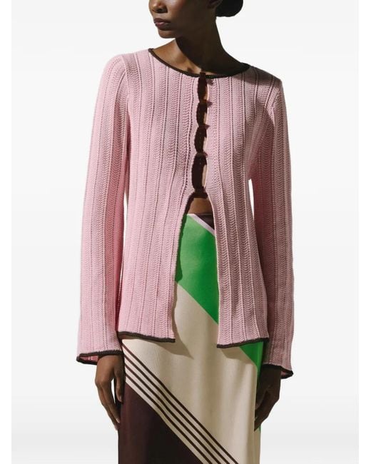Baobab Pink Corsica Resin-Embellished Bell-Sleeve Top