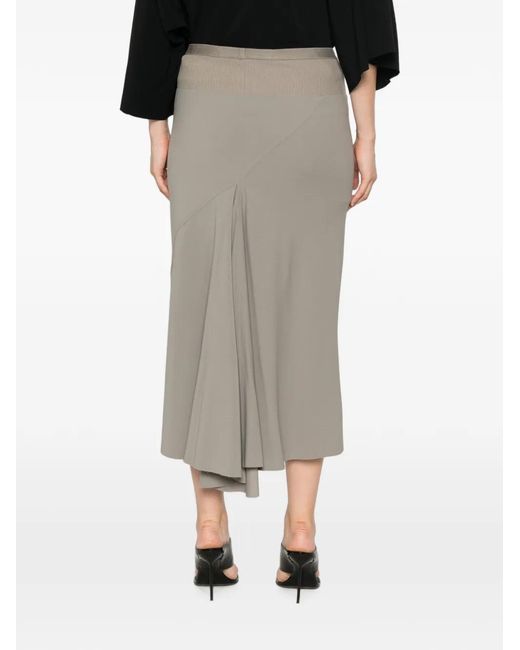 Rick Owens Gray Asymmetric Draped Midi Skirt