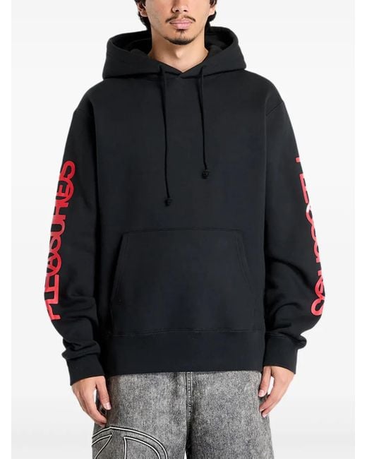 Pleasures Fanzine Hoodie Met Logo Op De Mouw in het Black voor heren