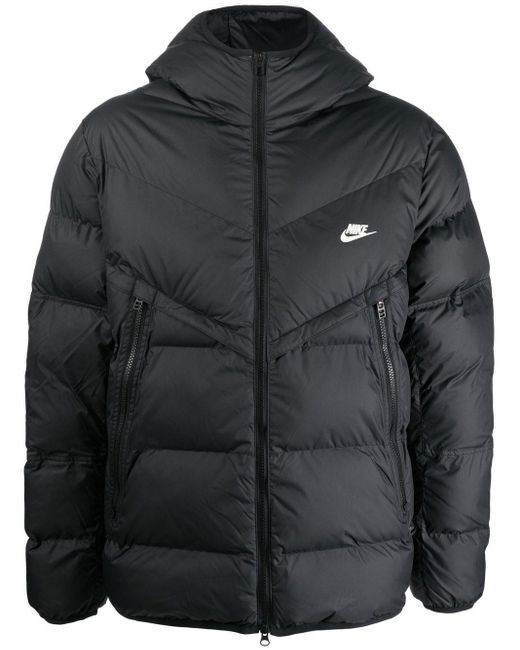 Nike Logo-swoosh Padded Jacket in Black for Men | Lyst UK