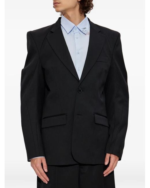 Vetements Black Padded-Shoulder Wool Blazer