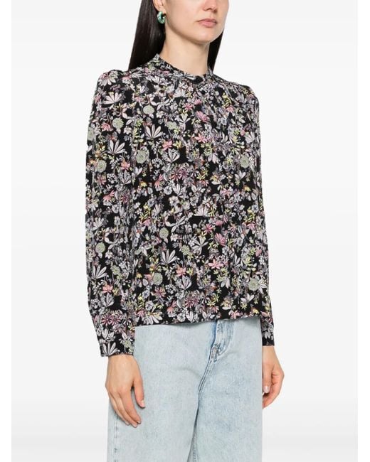 Zadig & Voltaire Black Tchin Kaya Floral-Print Blouse