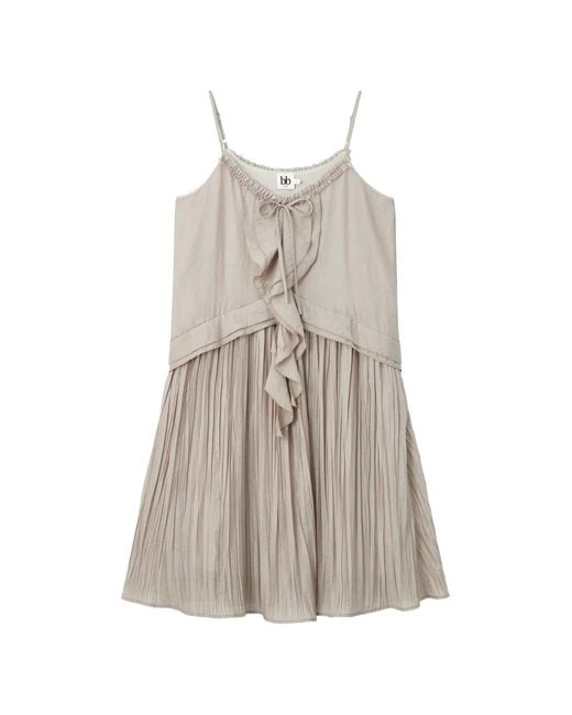 B+ AB Gray Ruffled Pleated Mini Dress