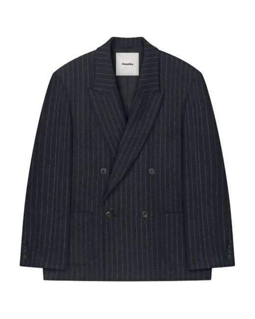 Nanushka Blue Anselm Pinstripe Double-Breasted Blazer for men