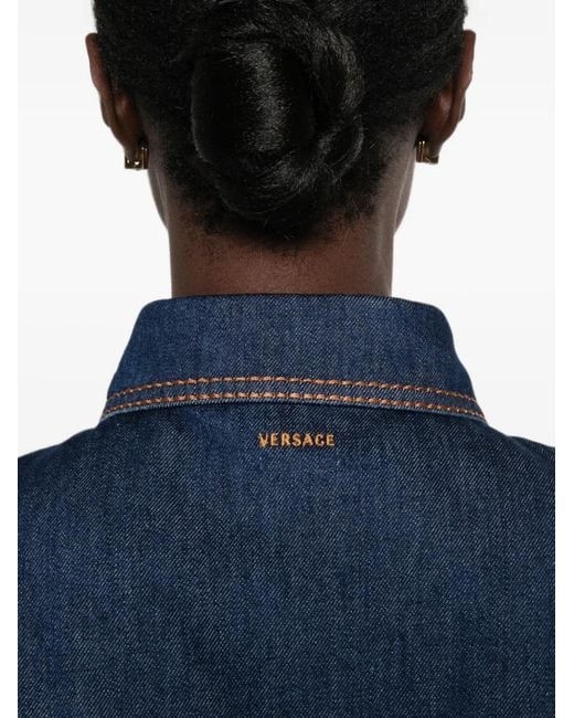 Versace Blue Embroidered Denim Mini Dress