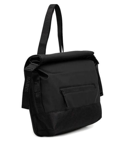 Rains Black Kuriertasche Mit Reißverschluss