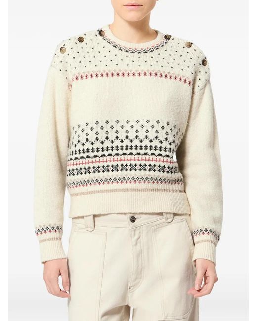 Isabel Marant White Buttoned-Shoulder Sweater