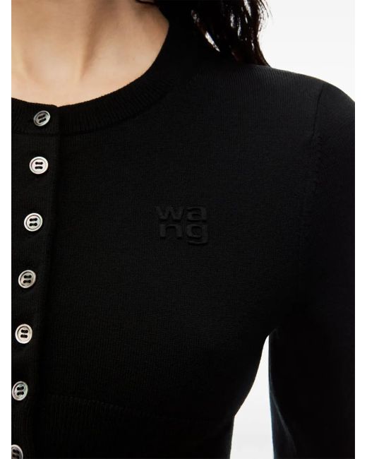 Alexander Wang Black Cropped-Cardigan Mit Logo-Prägung