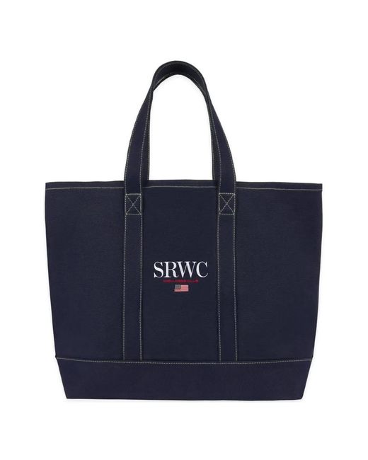 Sporty & Rich Blue Logo Graphic Tote Bag
