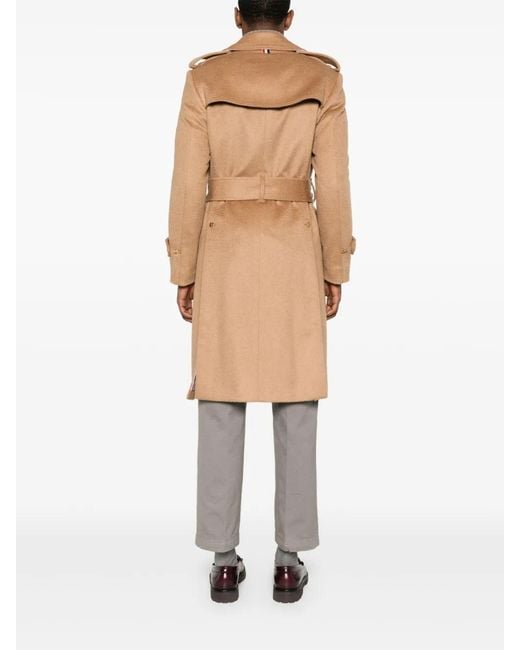 Thom Browne Natural Double-Breasted Coat for men