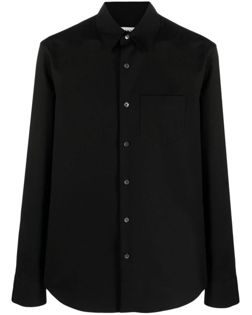 Chemise en coton stretch à manches longues Lanvin pour homme en coloris Black