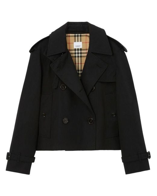 Burberry Black Double-breasted Cropped Trench Coat