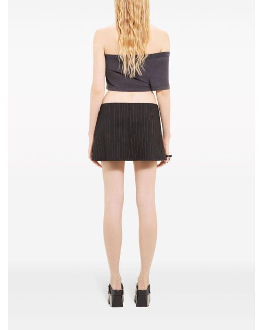 Courreges Black Twist-detailing Pinstripe Miniskirt