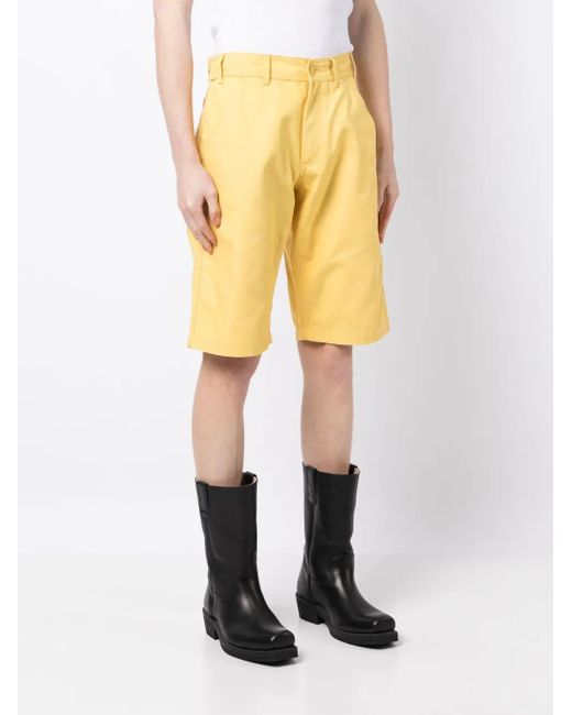Raf Simons Yellow Logo-Patch Tailored Shorts for men