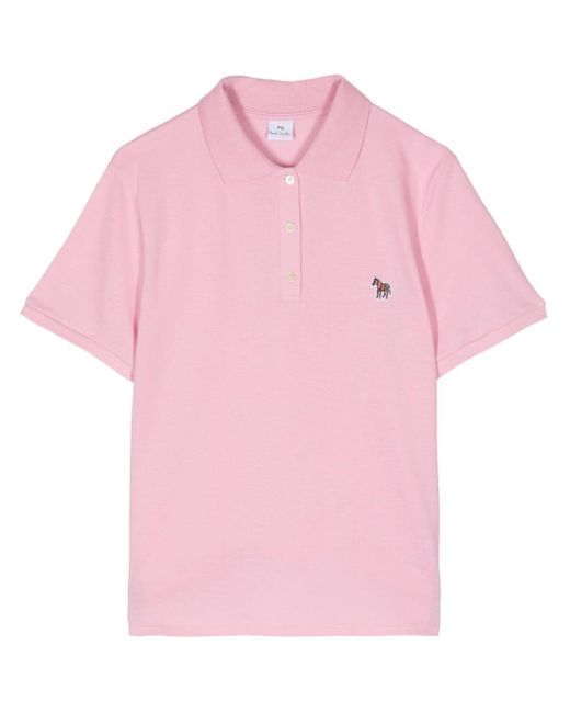 PS by Paul Smith Pink Zebra-Appliqué Polo Shirt