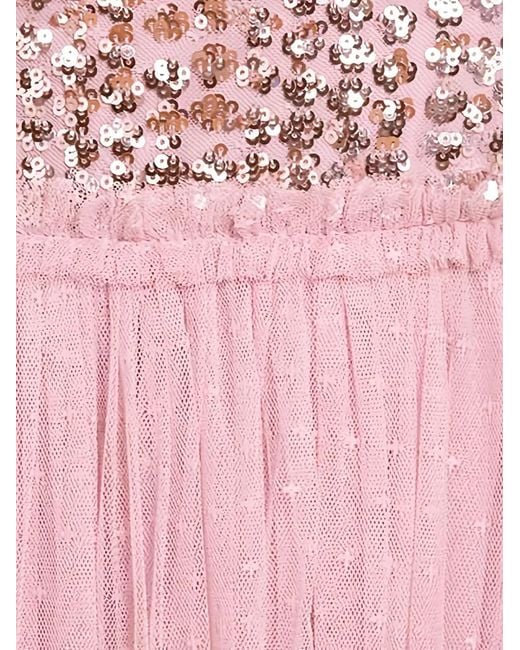 Needle & Thread Pink Raindrop Sequin Ruffled Gown
