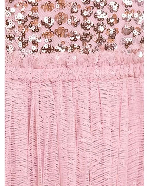 Needle & Thread Pink Raindrop Sequin Ruffled Gown
