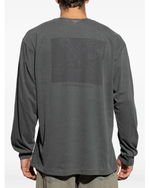 T-Shirt A Maniche Lunghe Con Logo Ricamato di Carhartt in Gray da Uomo