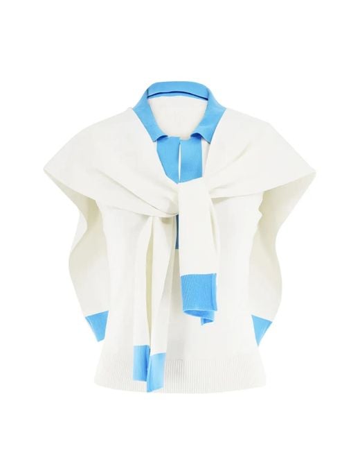 Monse Blue Layered-Effect Polo Sweater