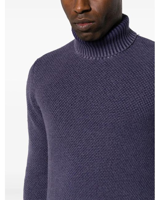 Circolo 1901 Blue Roll-Neck Virgin Wool Jumper for men