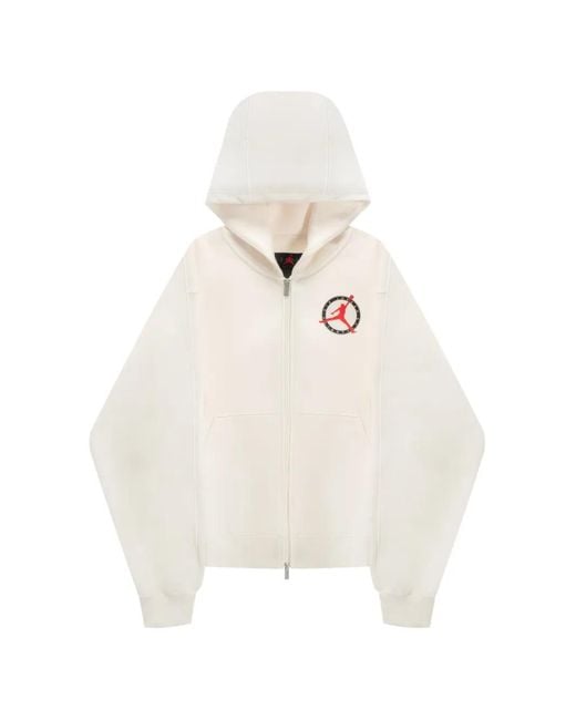 Nike White Flight Club Logo Fleece Zip Hoodie for men