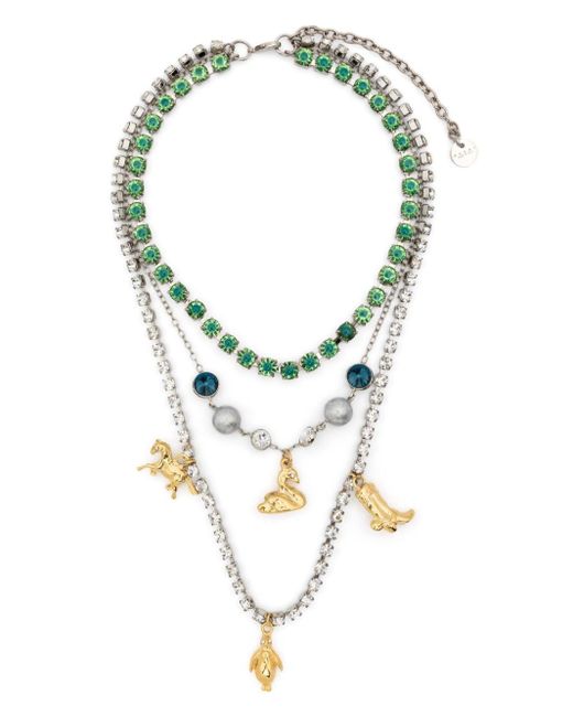 Marni Metallic Gem-embellished Layered Necklace
