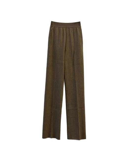 Loro Piana Green Baby Coste Ribbed Cashmere Trousers