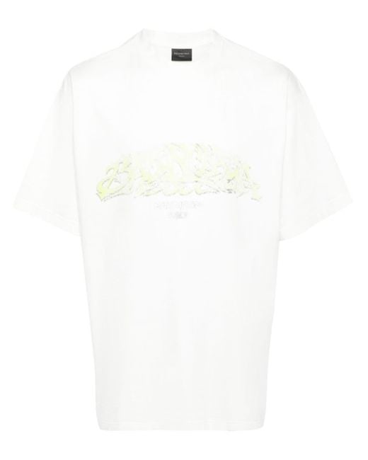 Balenciaga White T-Shirt mit Logo-Print