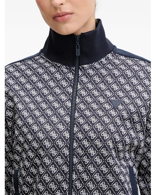 Guess Gray Patterned Zip-Up Sweatshirt