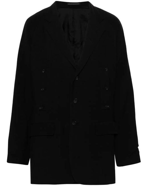 Yohji Yamamoto Black Single-Breasted Coat for men