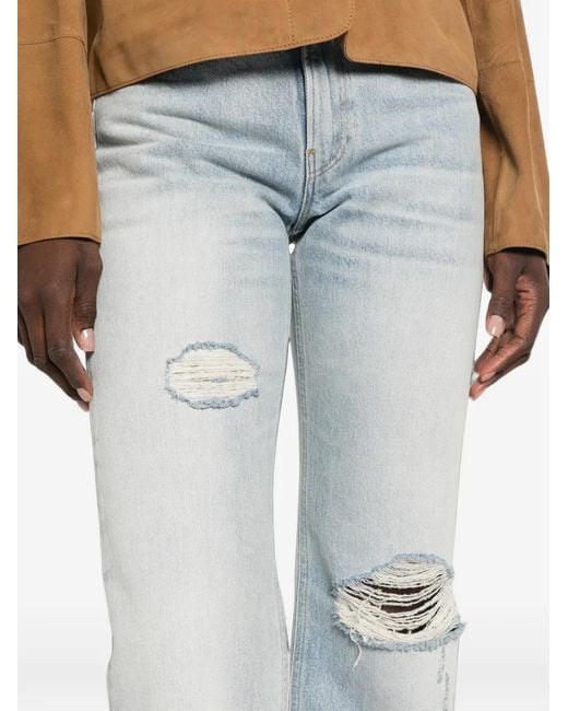 Haikure Blue Distressed Straight-Leg Jeans
